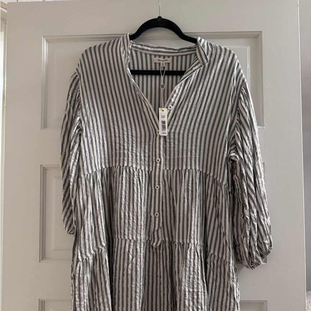 Max Studio Striped Mini Dress - Black and White